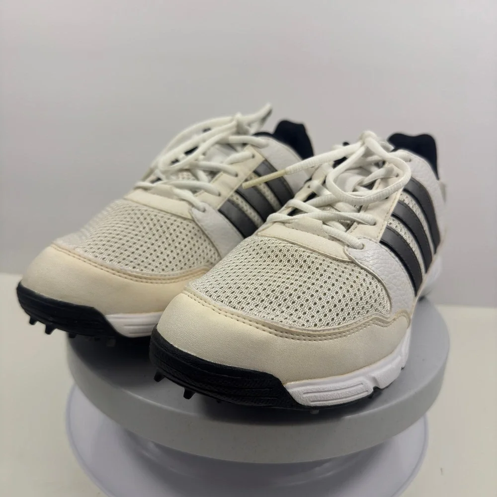 Adidas Traxion Golf Shoes White Gray Spikeless Lace Up Athletic Mens 7.5‎